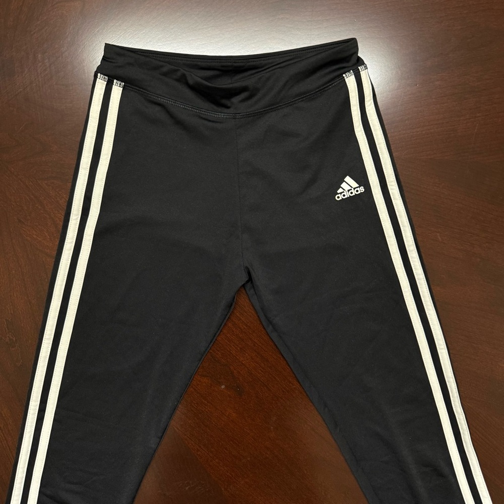 Adidas Kids Black Joggers with White Stripes